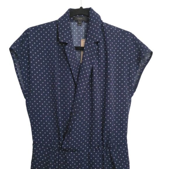 J Crew Dark Blue Pin Dot Jumpsuit Size 0 NEW - Picture 3 of 14